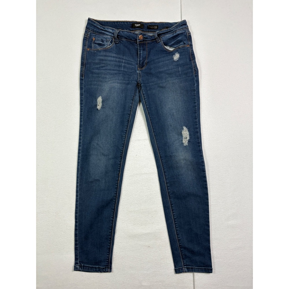 Kensie Jeans Effortless Ankle Mid Rise Skinny Distressed Blue Jeans Womens 6/28